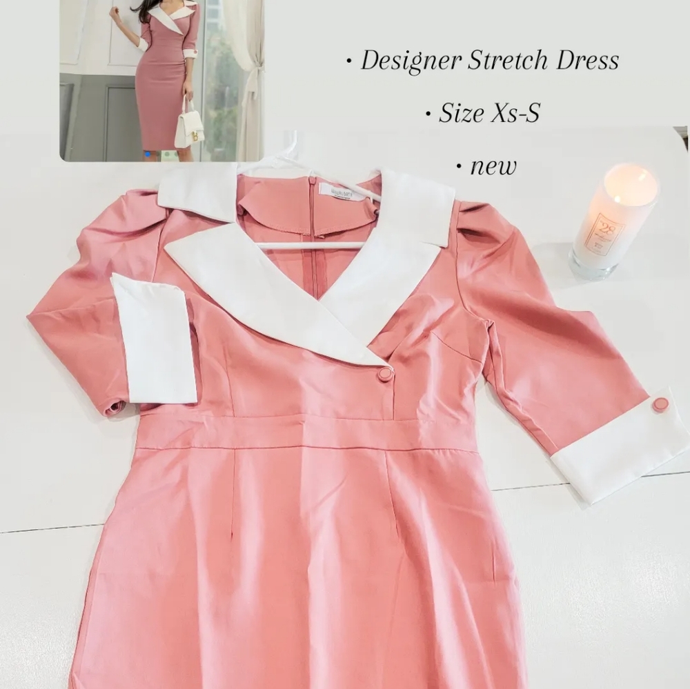 NEW Designer Midi Dresd Pink XS